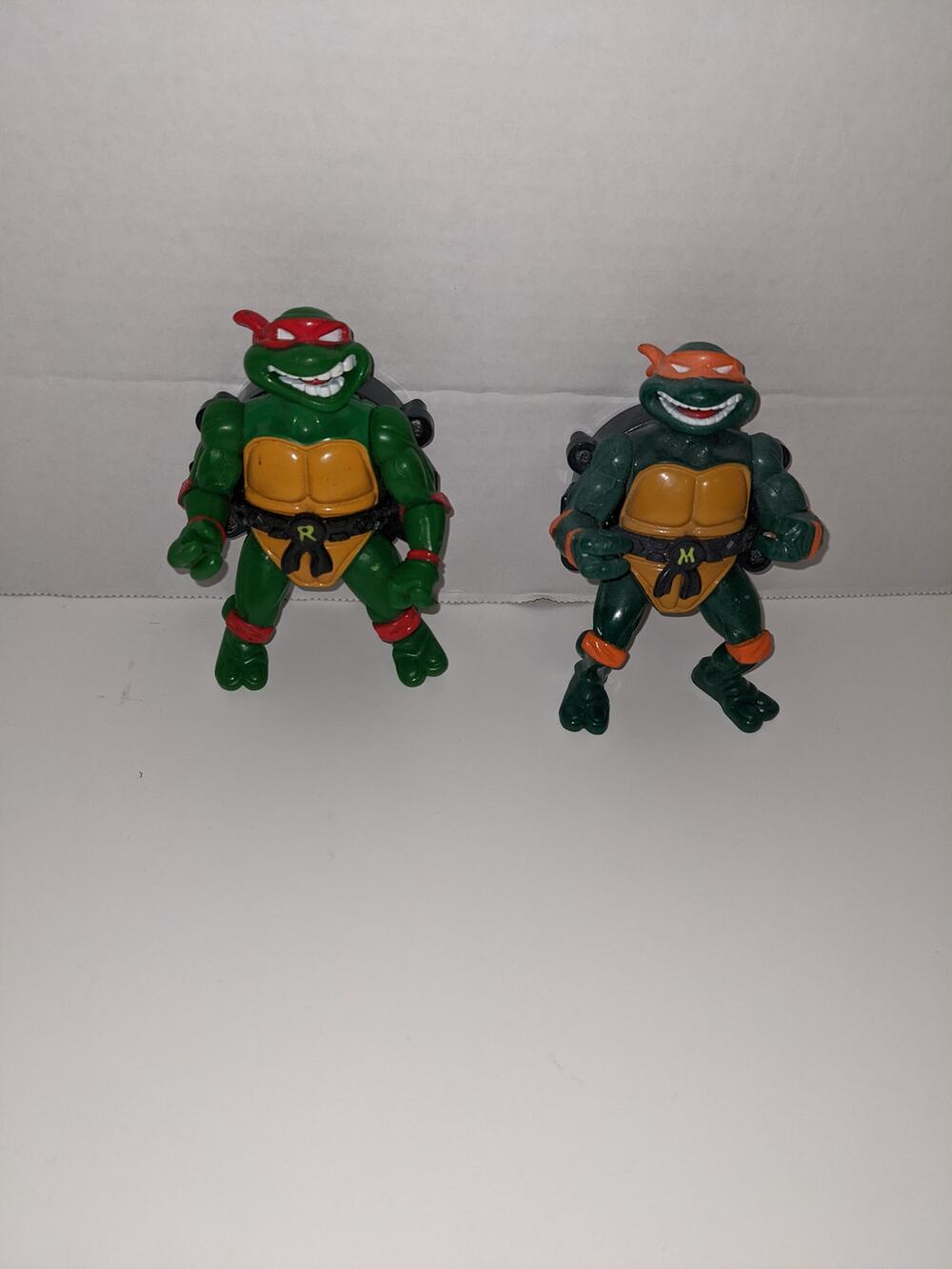 2 1991 TMNT Raphael Michelangelo City Sewer Talking Shell Figure Mirage Studios